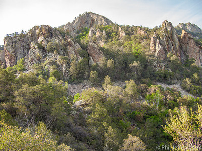 Pinnacles in Chisos Mountains viewed from trail
